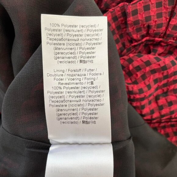 Ganni Sheer Fluid Check Midi Strap Smock Dress | Wine Red | Women’s Size Small - Picture 7 of 7